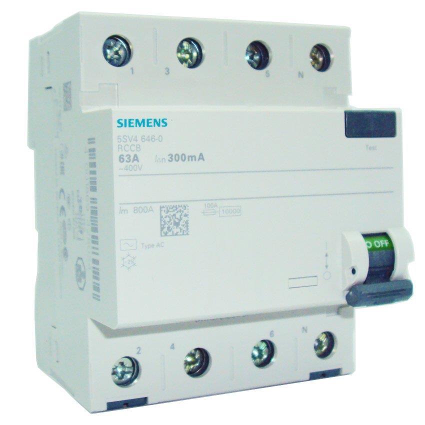 SIEMENS 4P 63A 300MA KAÇAK AKIM KORUMALI ŞALTER 5SV4646-0