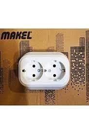 MAKEL 16013 ANKASTRE İKİLİ SIVA ALTI BEYAZ TOPRAKLI PRİZ